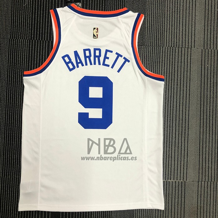 Camiseta New York Knicks RJ Barrett NO 9 75th Anniversary Blanco